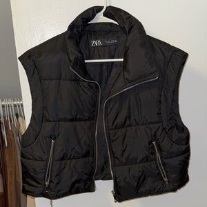 Zara Women's Quilted Black Vest